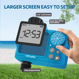 Tiffcofio digital programmable timer illustrating precise scheduling for efficient watering