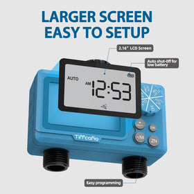 Tiffcofio Sprinkler Timer Outdoor rain delay feature prevents overwatering after rain