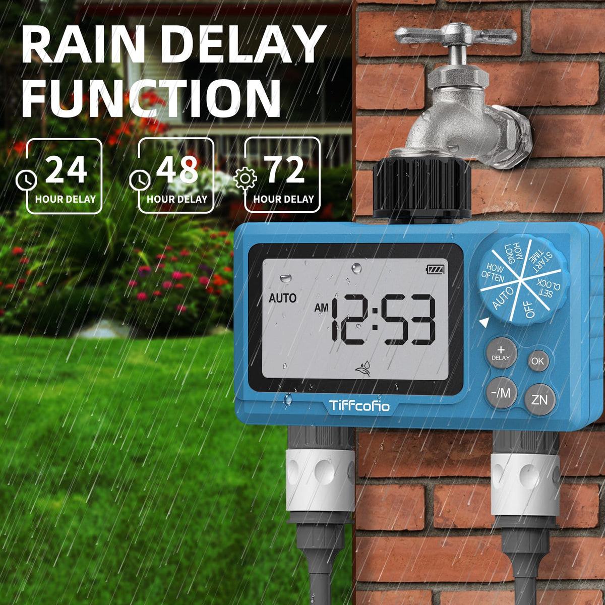 Tiffcofio Sprinkler Timer Outdoor weatherproof housing withstands outdoor conditions