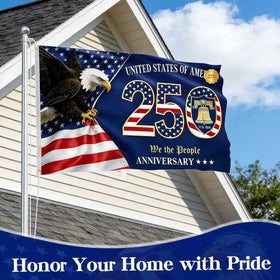 TIFFYONEK 250th Anniversary Flag back view with readable double-sided design