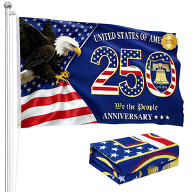 TIFFYONEK 250th Anniversary Flag front view showing eagle and Liberty Bell for outdoor pride
