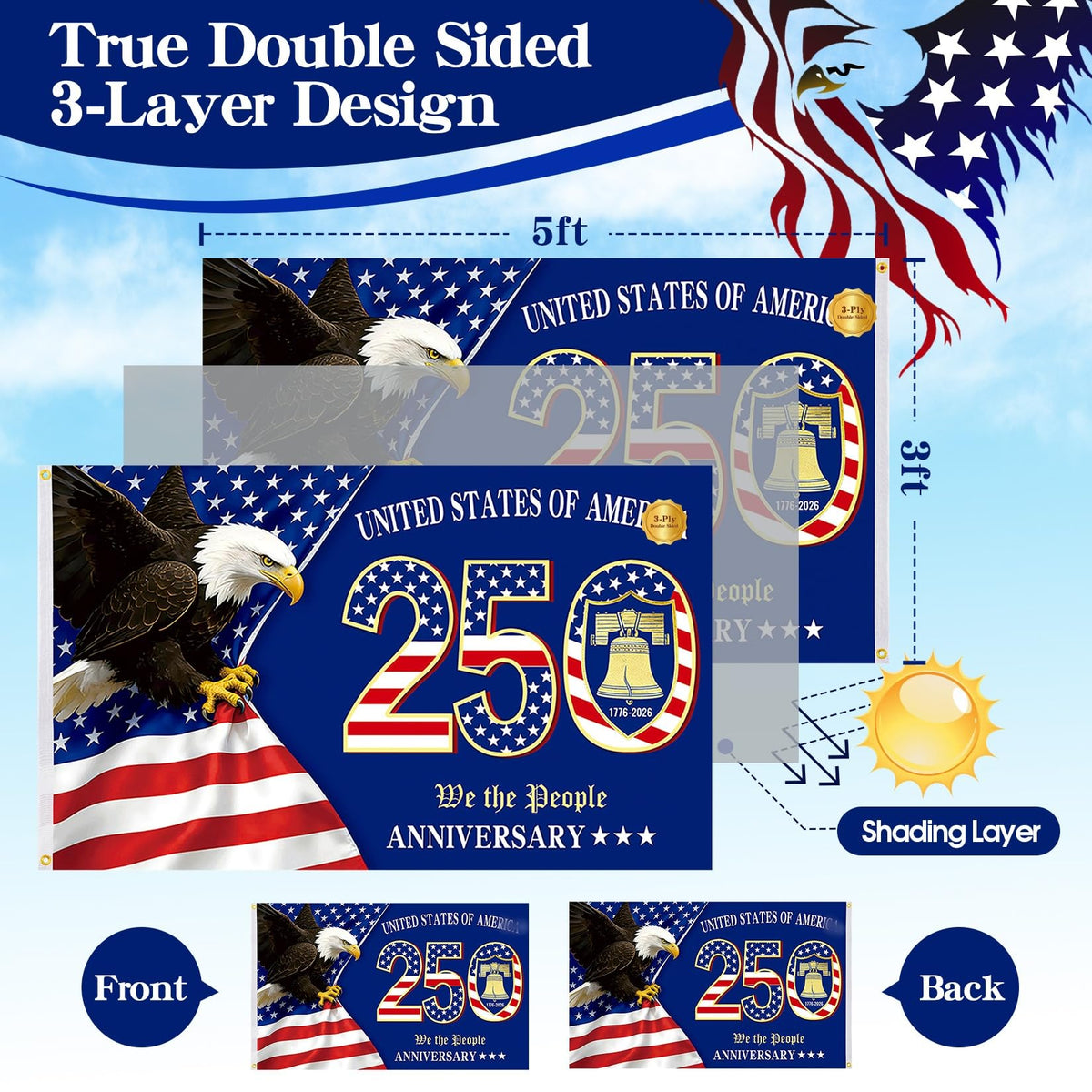 TIFFYONEK flag displays We the People text clearly from all angles