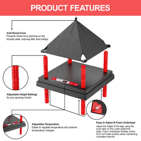 Tiflev brooder plate with anti-stand cone installed, keeps chicks from perching.