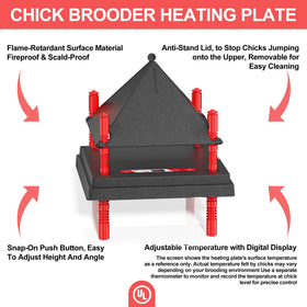 Tiflev brooder plate insulated surface protects chicks from direct heat.
