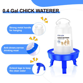 Tiflev feeder-waterer height adjustment with three levels for growing chicks