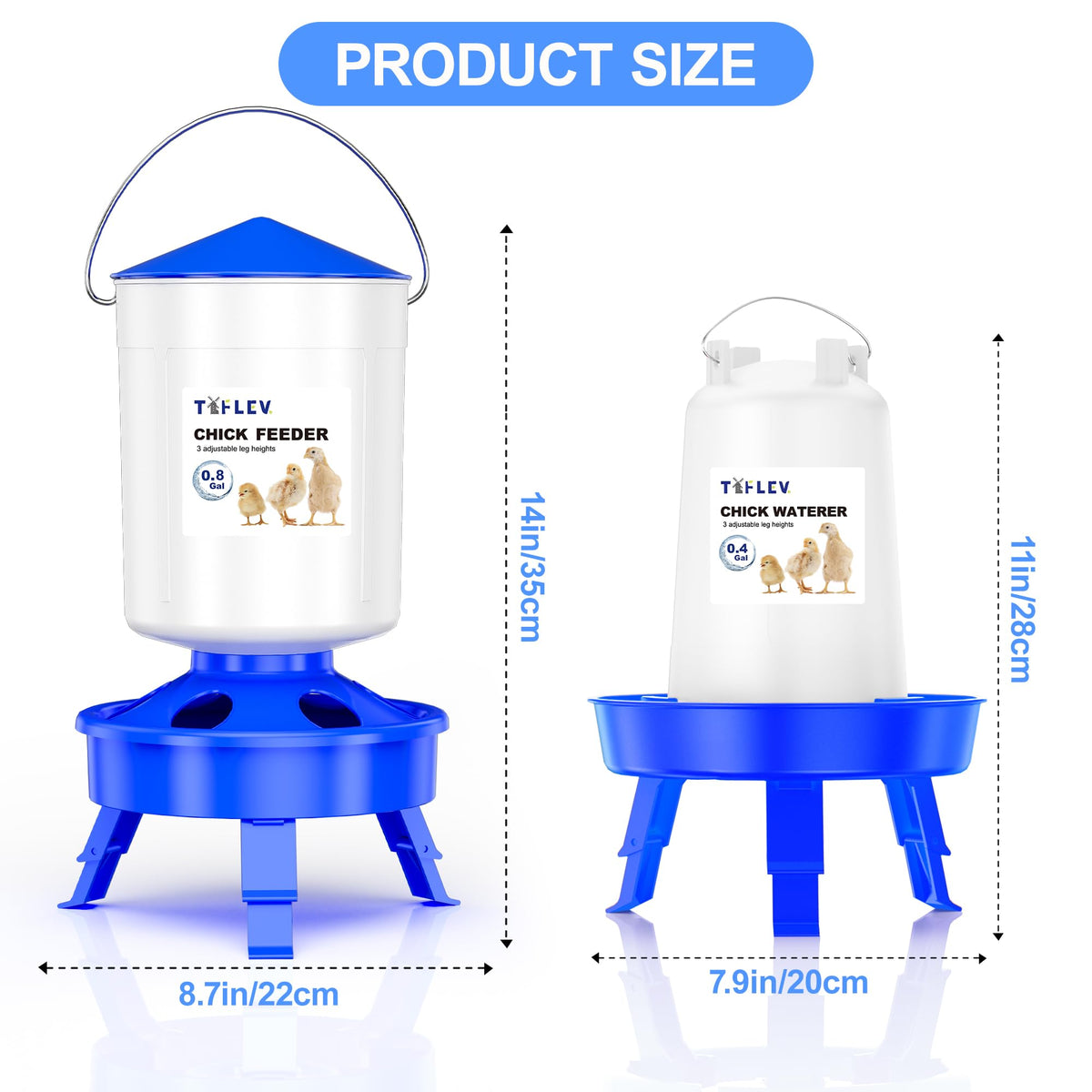 Tiflev narrow-trough chick waterer reduces splash and keeps bedding drier.