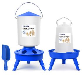 Tiflev top-fill chick feeder with easy refilling for cleaner brooders.