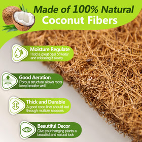 TigeJoy coco fiber liner for baskets enhances aeration around roots, reducing rot risk.