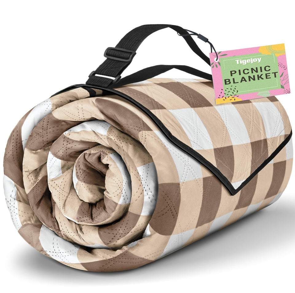 TigeJoy extra large picnic blanket folded for compact carrying
