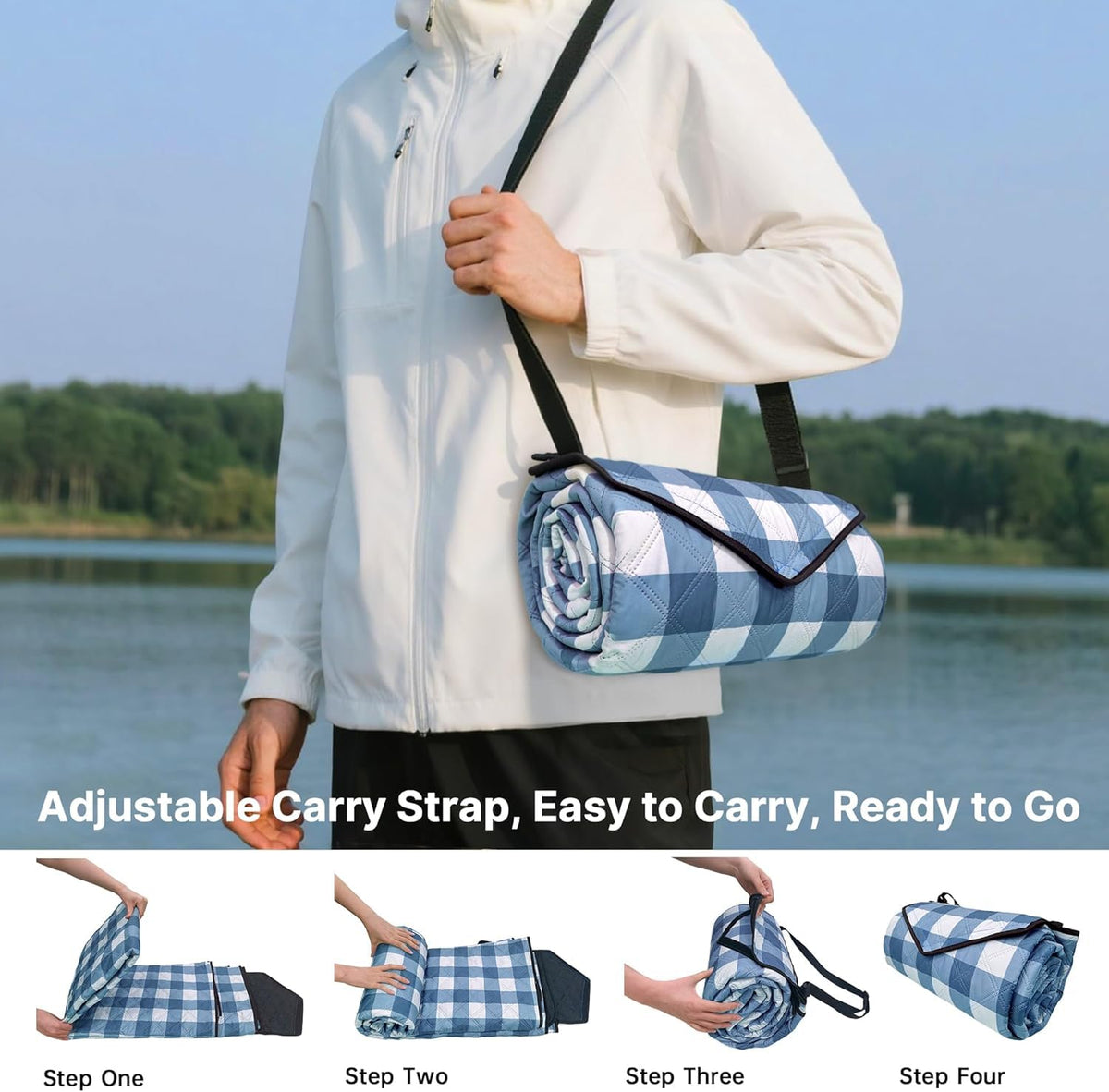 TigeJoy picnic blanket spread on grass for a family outing