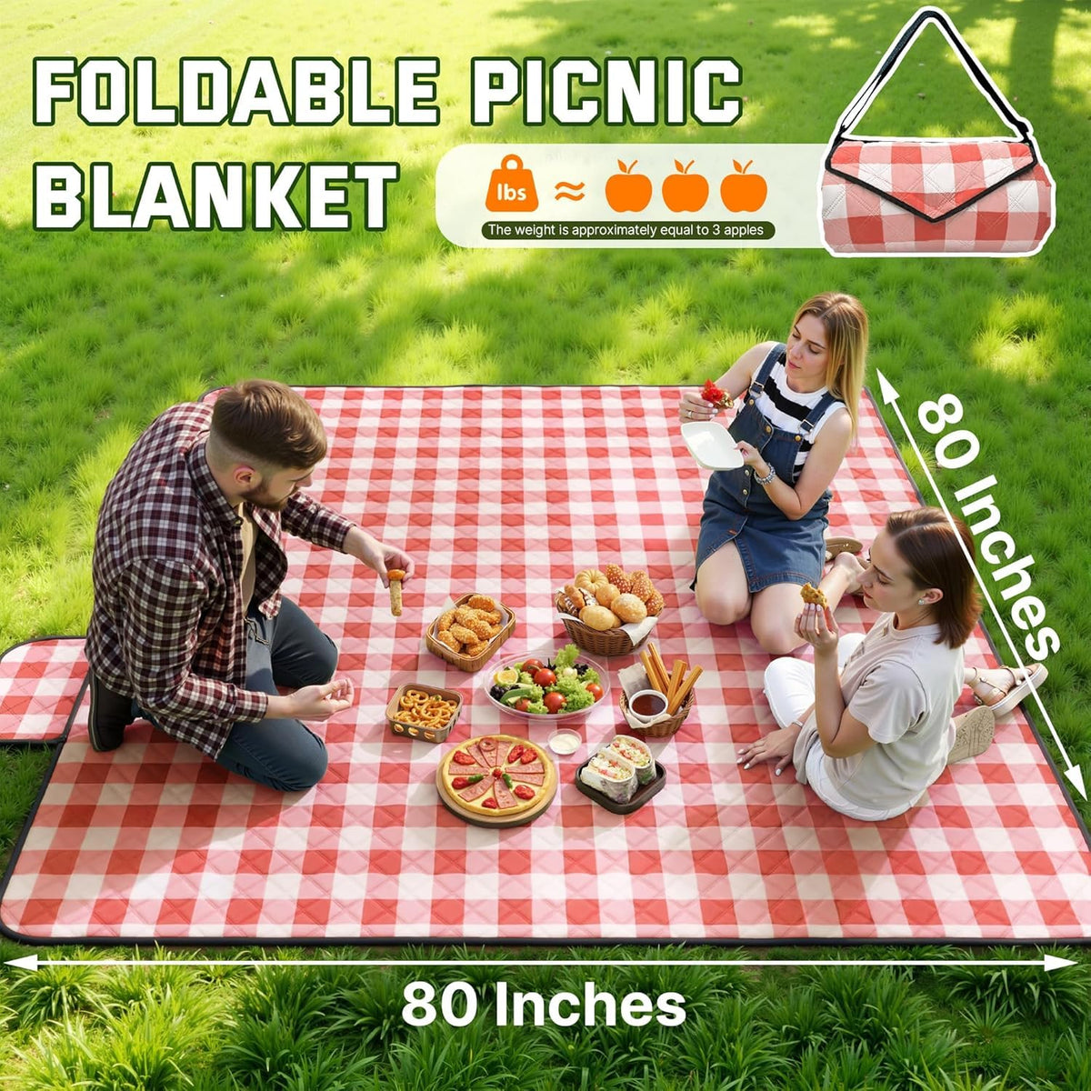 TigeJoy 80x80 blanket in use on a picnic setup