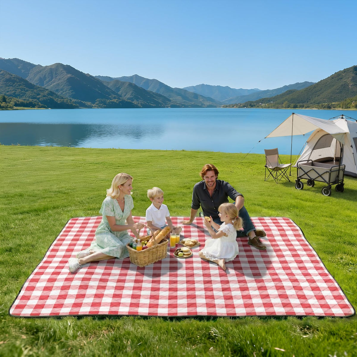 TigeJoy blanket on grass showing waterproof base