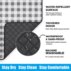 TigeJoy picnic blanket waterproof-top-layer keeps you dry.