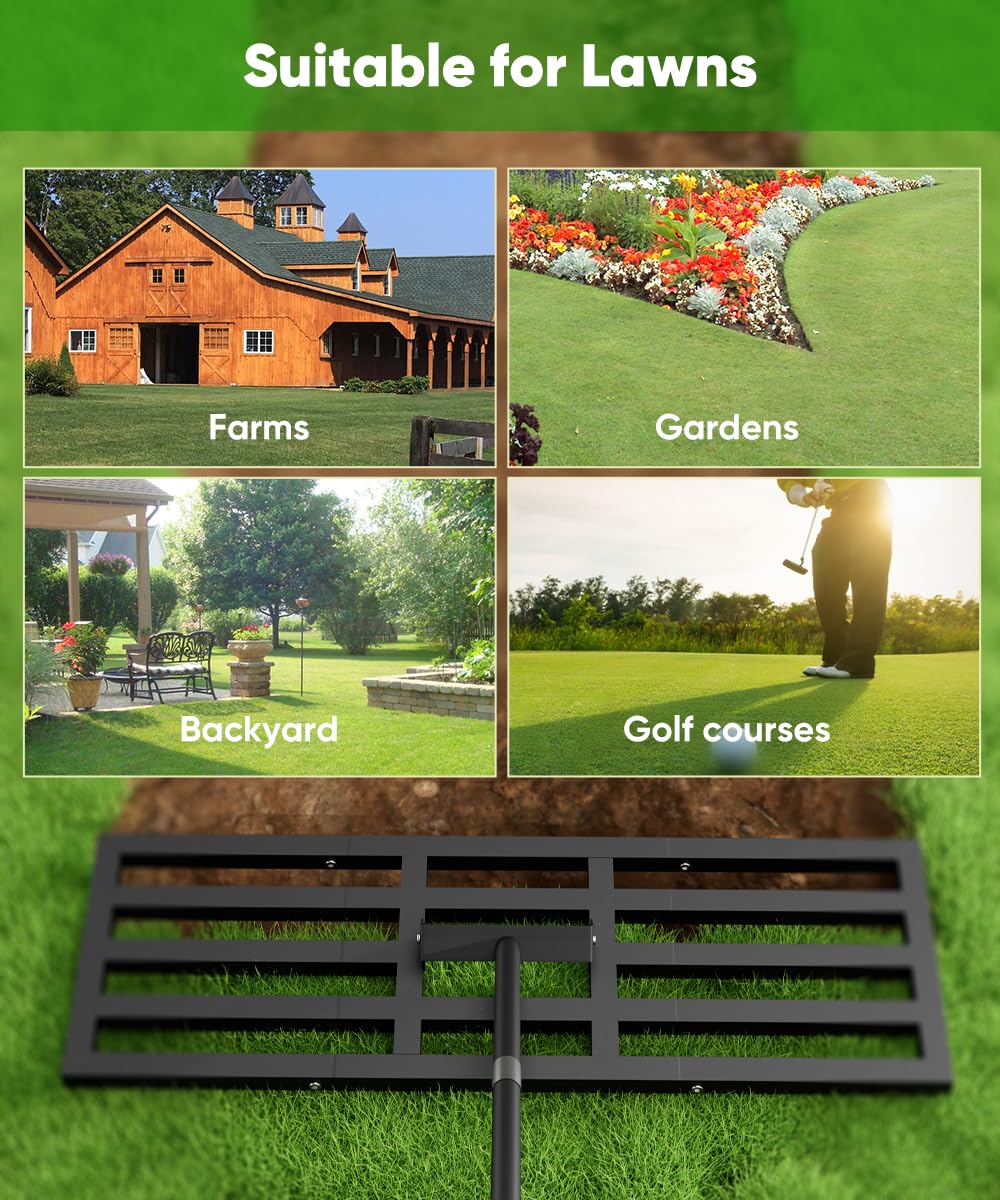 Tigerden lawn leveling rake easy-assembly and compact storage for convenient use