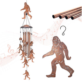 TIGGSY Bigfoot wind chime hanging outdoors for a calming garden mood
