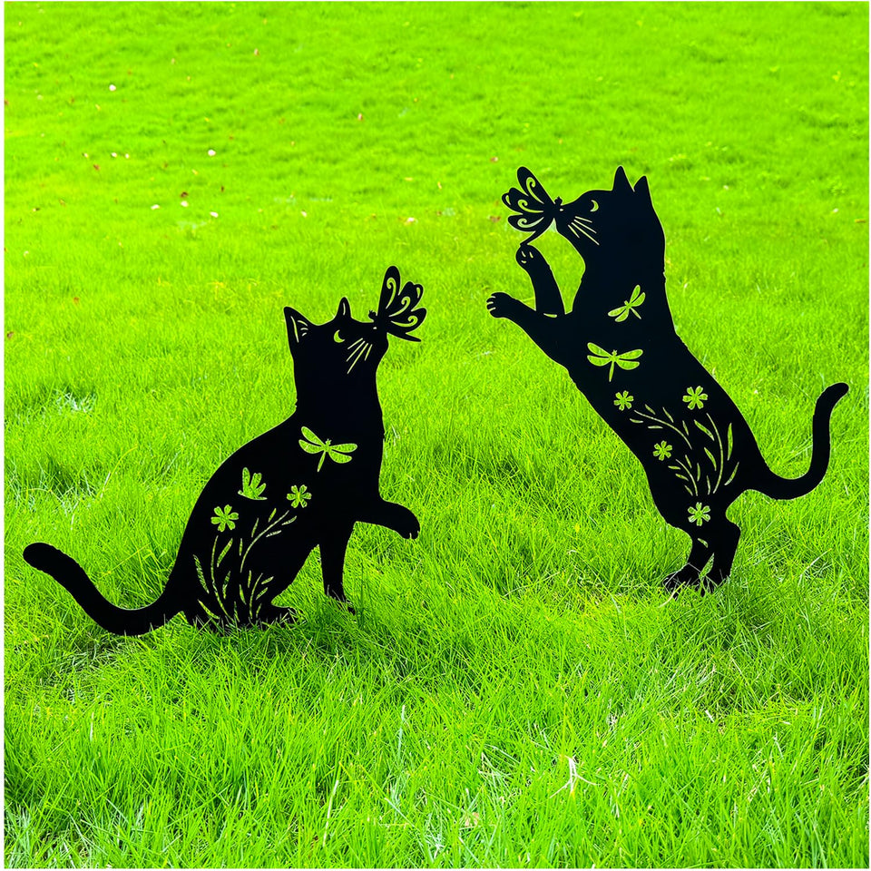 TIGGSY cat garden stake in metal finish adds playful outdoor charm and lasting durability.