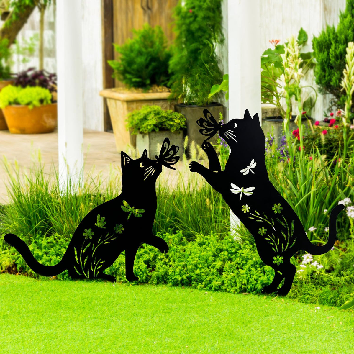 TIGGSY cat patio stake offers quick setup for instant garden charm.