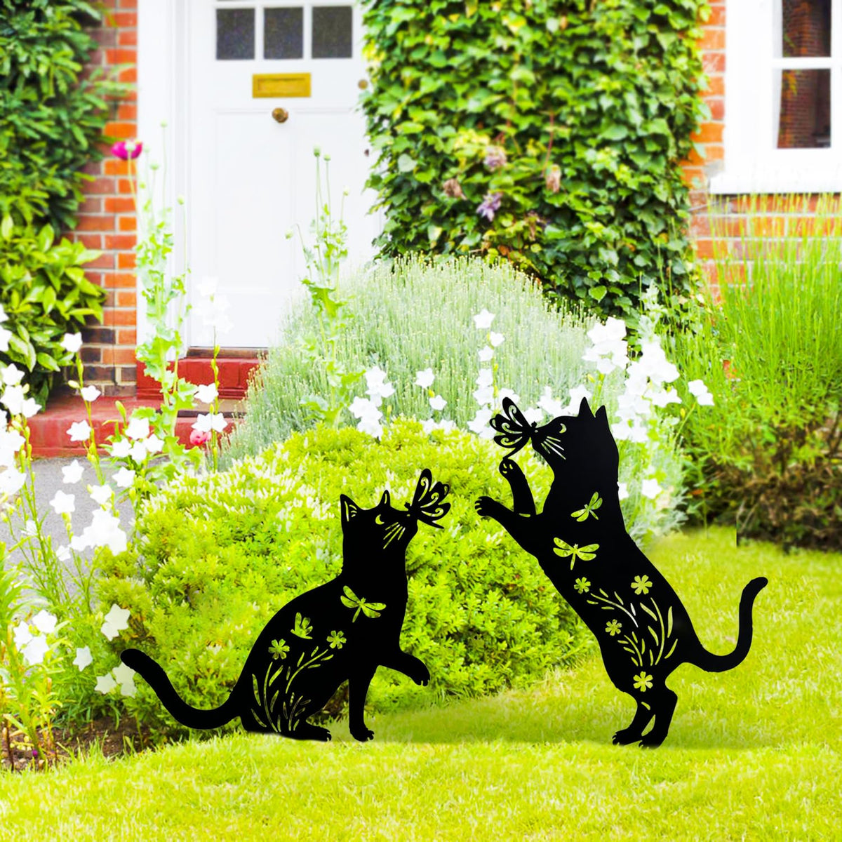 TIGGSY lawn ornament stake invites neighbors to smile at a charming cat silhouette.