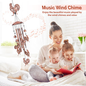 TIGGSY six-chickens wind chime on porch creates gentle ambience.
