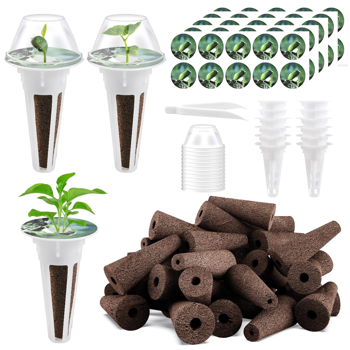 Tigvio 66pcs hydroponic seed pod kit overview with versatile components for budding indoor gardens.