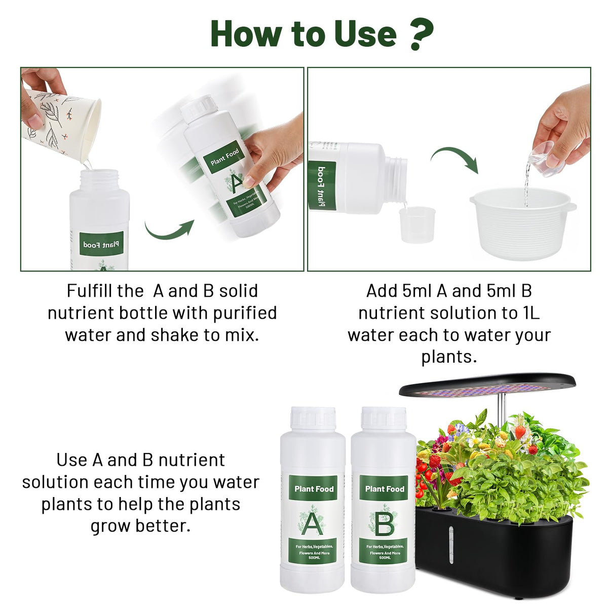 Tigvio measuring cups included for precise A&B nutrient mixing