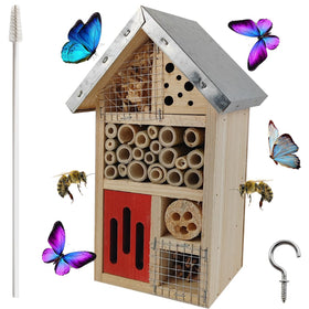 TIHOOD bee house hanging in garden supports pollinators and adds natural charm.