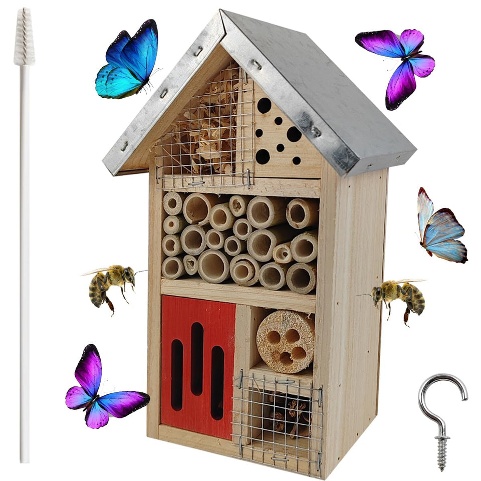 TIHOOD bee house hanging in garden supports pollinators and adds natural charm.