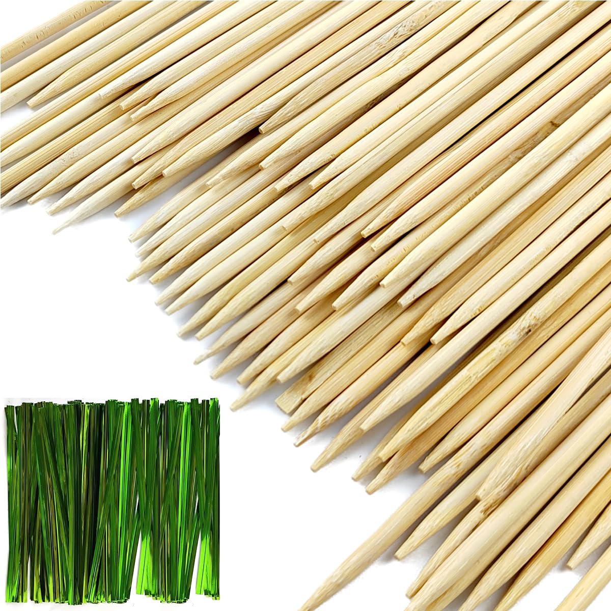 TIHOOD garden setup with stakes, clips, and ties for support