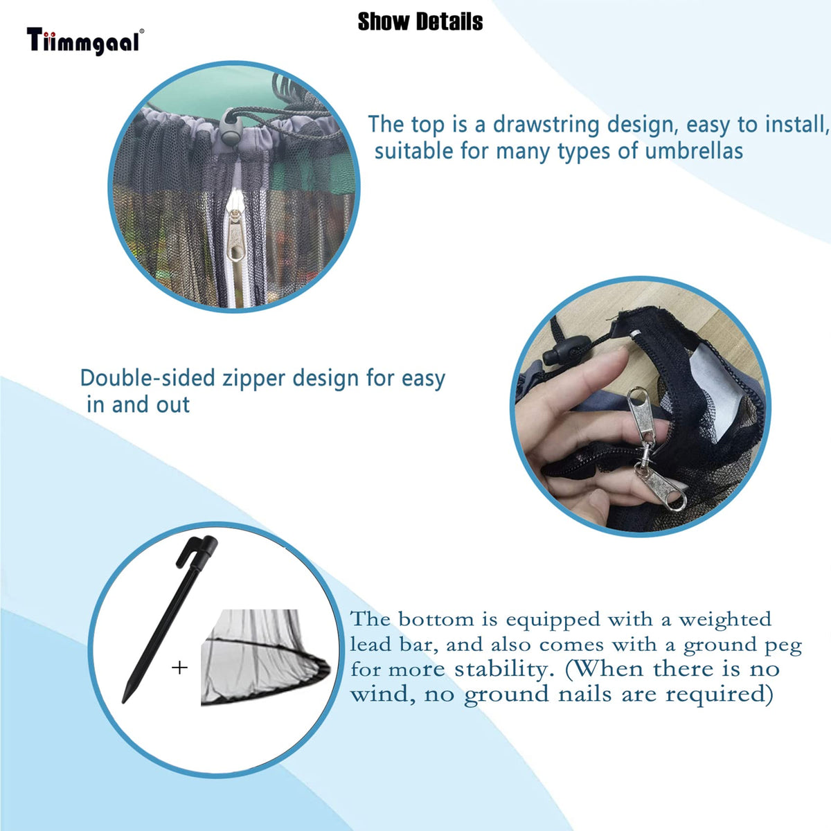 Tiimmgaal double-sided umbrella netting blocks pests from multiple angles