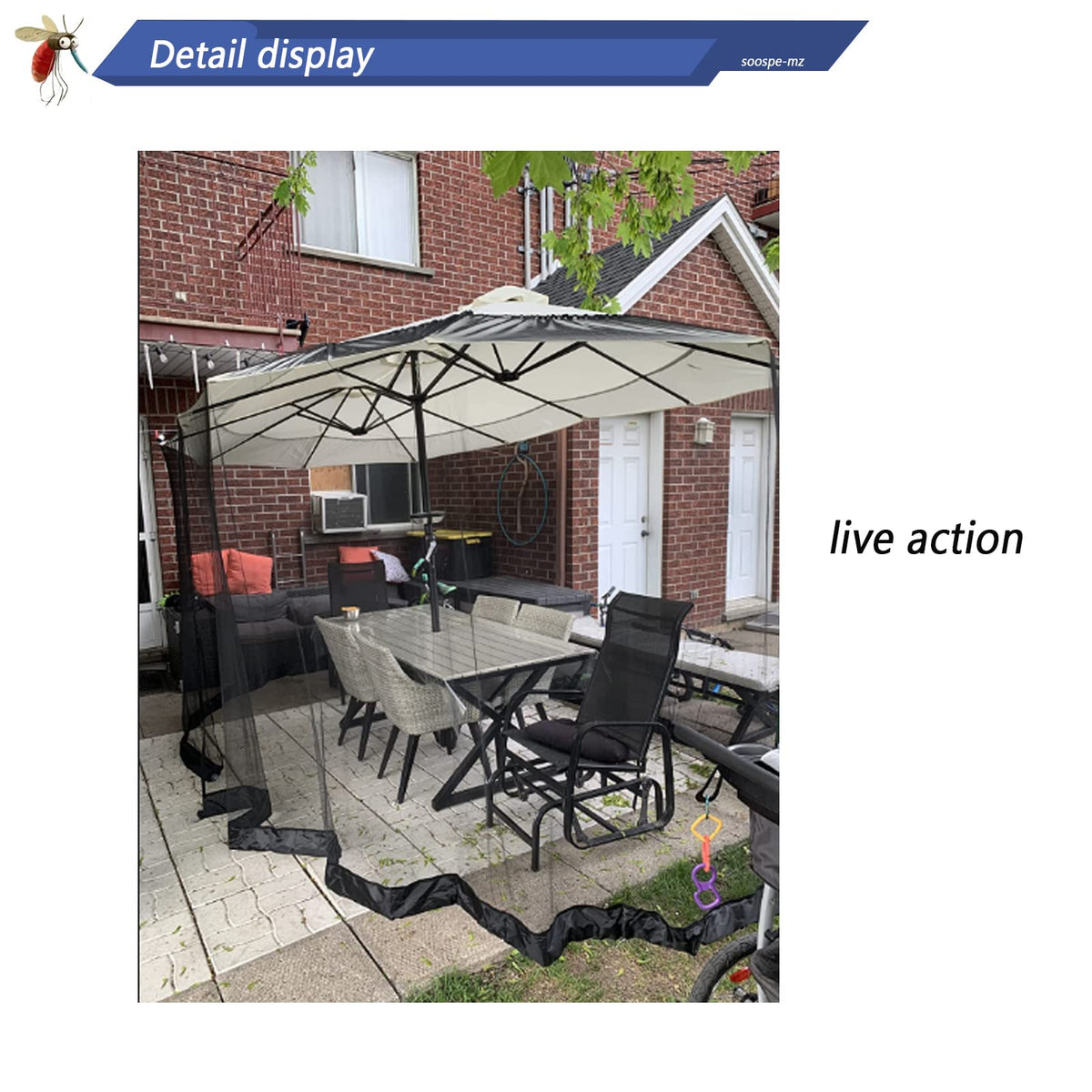 Tiimmgaal netting with 40ft circumference supports large umbrella coverage