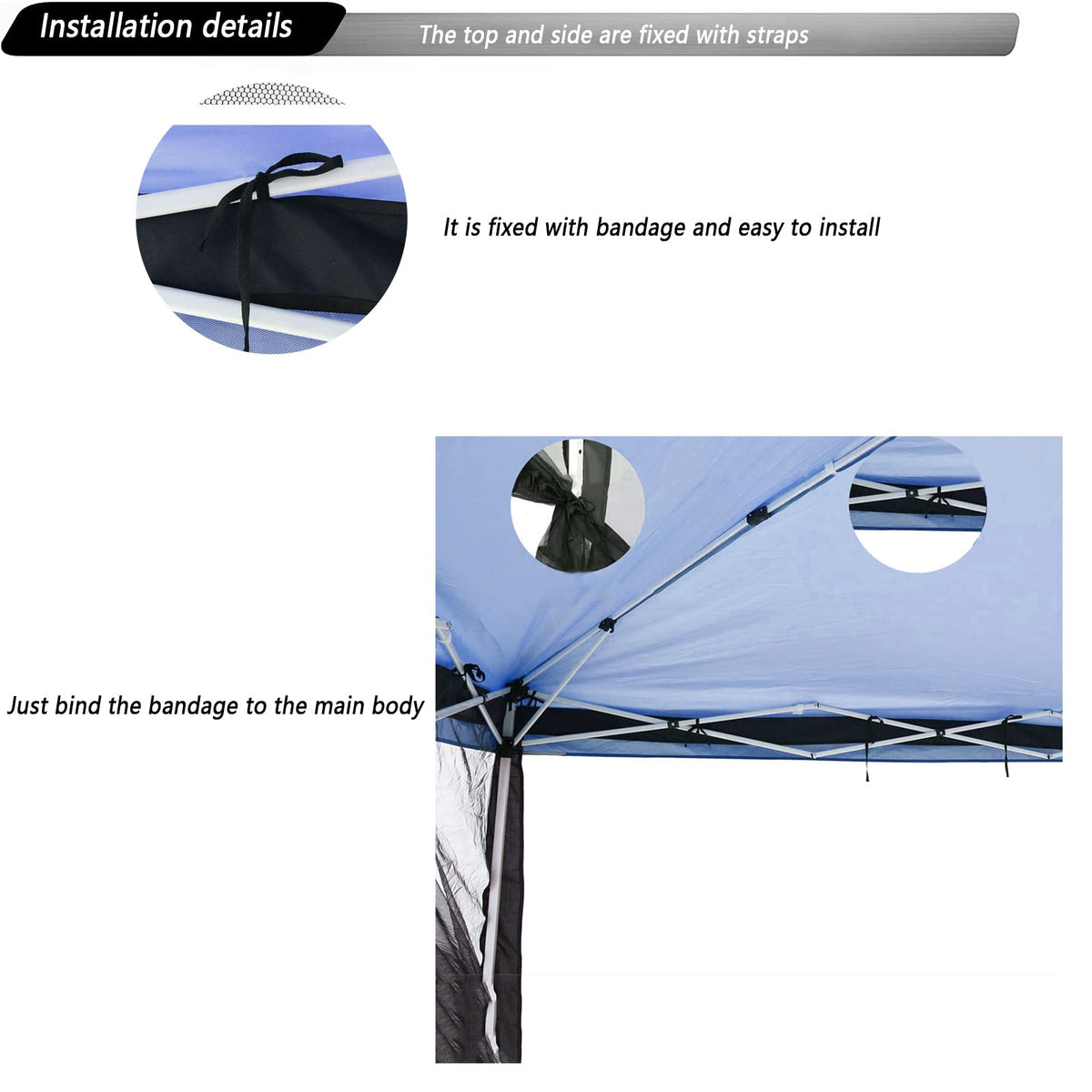 Tiimmgaal top tie downs illustrate simple one-person setup on a patio