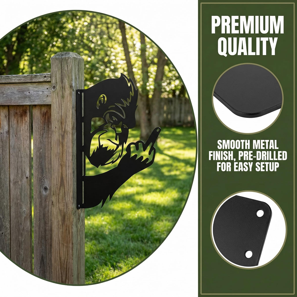 Tiinasol bigfoot sign showing animals peeking around adds whimsical garden charm.