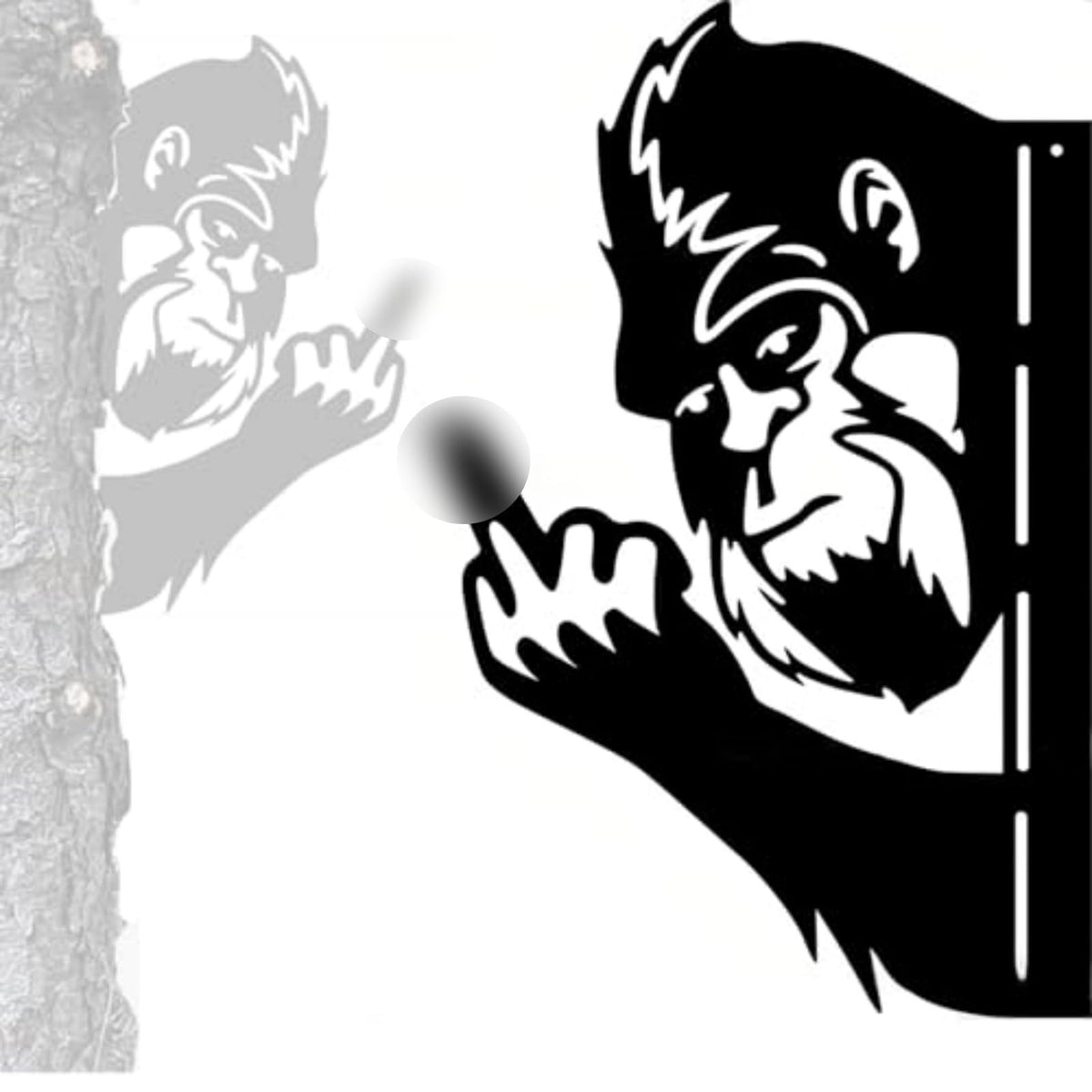 Tiinasol bigfoot sign with cheeky middle finger enhances outdoor humor and curb appeal.