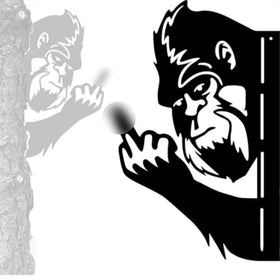 Tiinasol bigfoot sign with cheeky middle finger enhances outdoor humor and curb appeal.