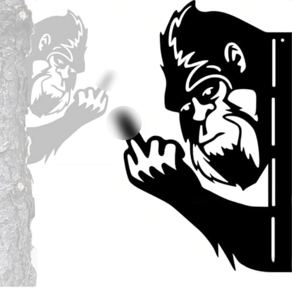 Tiinasol bigfoot sign with cheeky middle finger enhances outdoor humor and curb appeal.