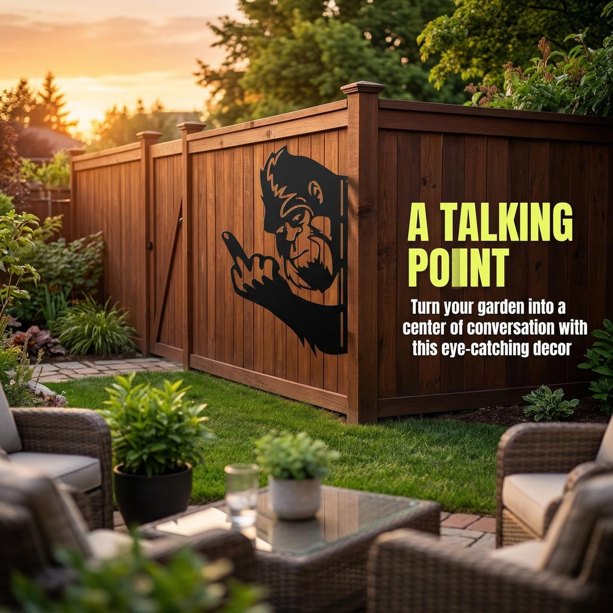 Tiinasol corner tree sign adds personality and conversation triggers outdoors.