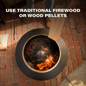 TIKI weather-resistant cover protects the fire pit year-round.