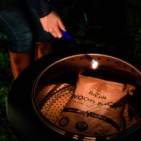 TIKI Wood Pack pre-measured portions ensure consistent burn in outdoor pits