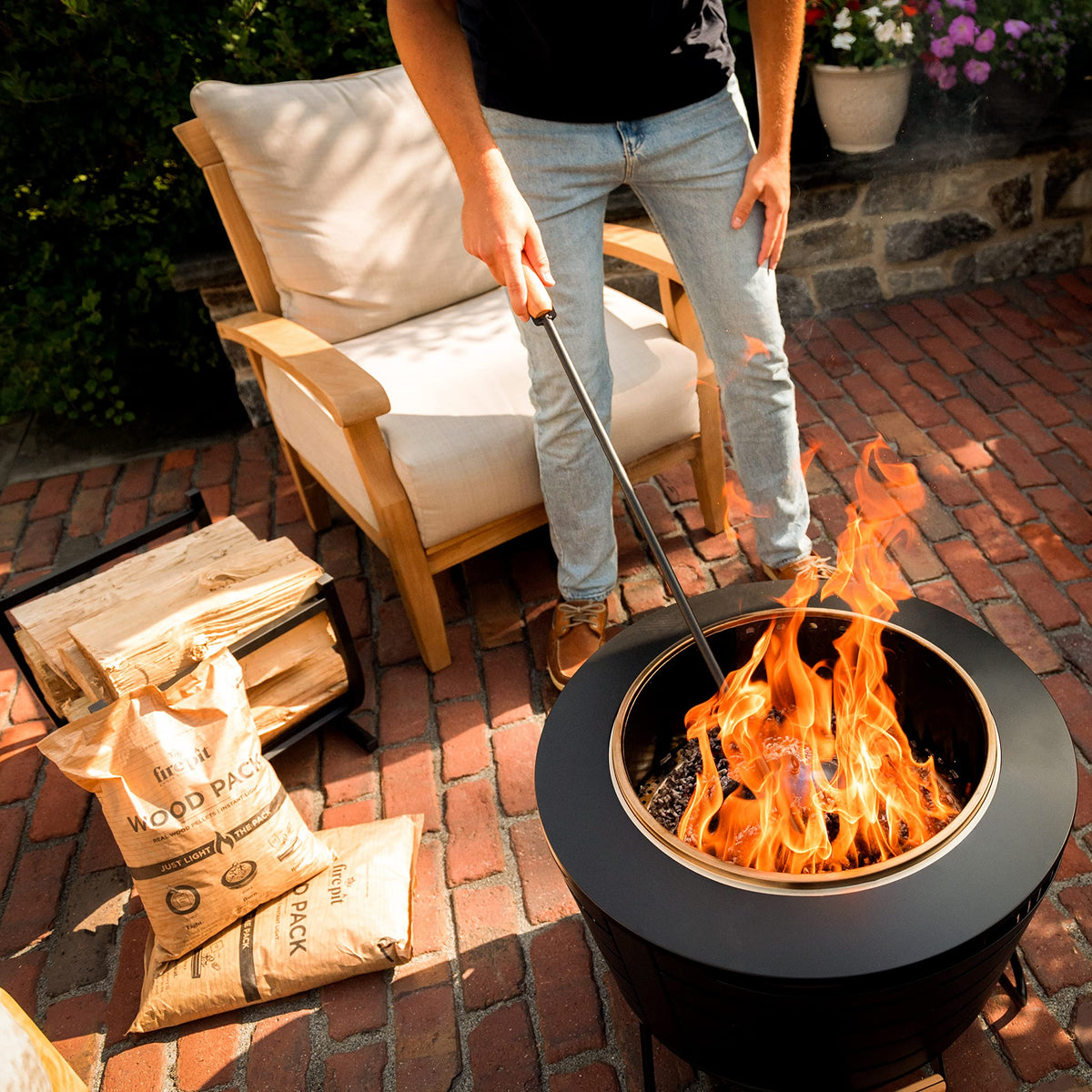 TIKI Wood Pack pellets producing low-smoke flames with minimal ash