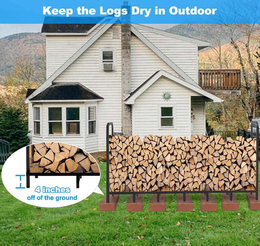Tikimilor log stand near hearth keeps wood organized and accessible