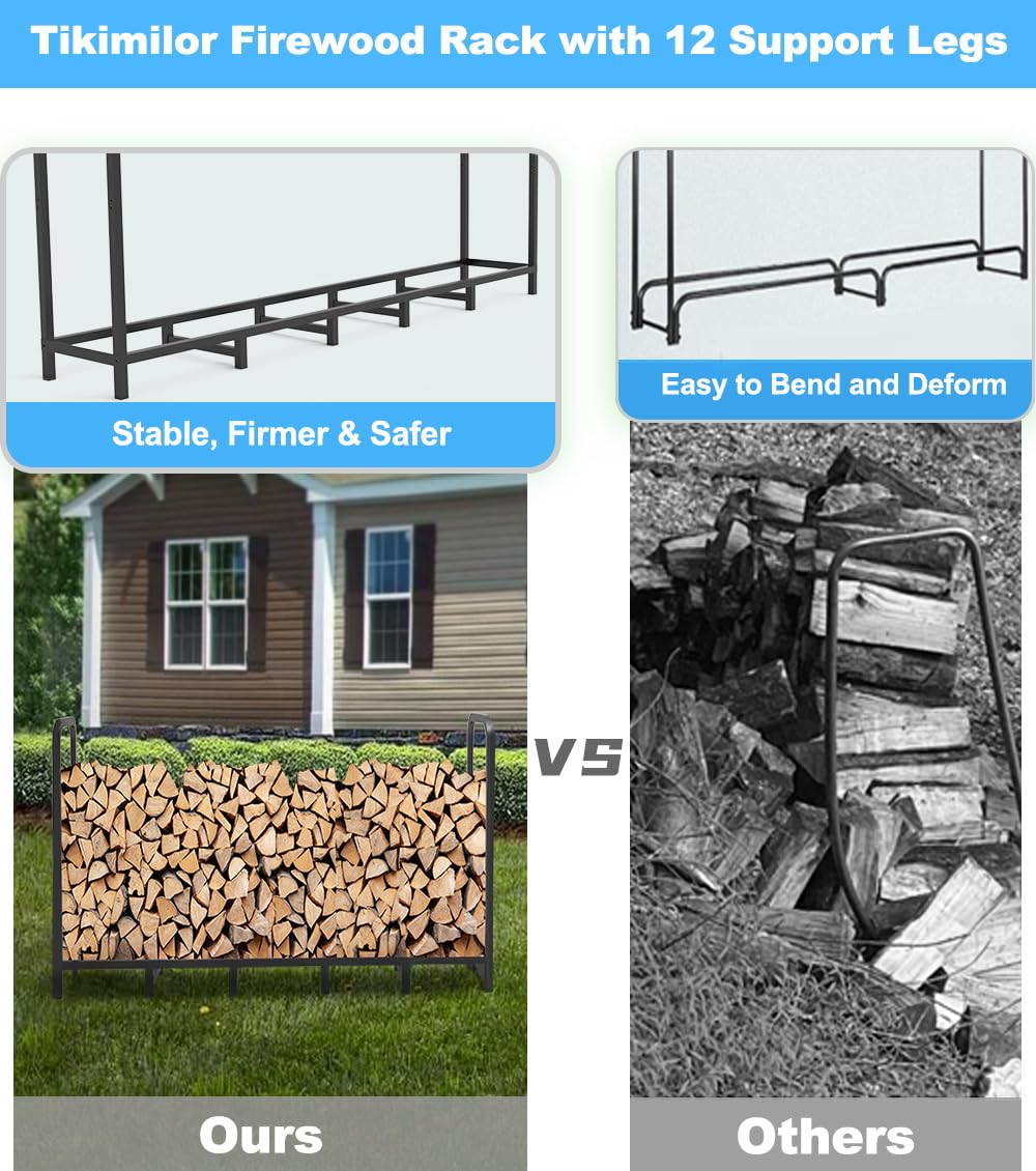 Easy-to-assemble Tikimilor firewood stand with included hardware