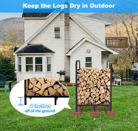 Tikimilor firewood rack assembly-kit image demonstrates quick setup.