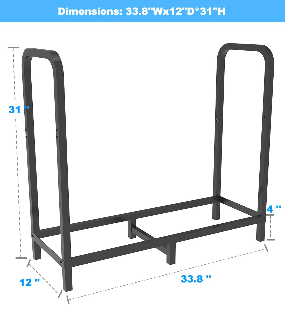 Tikimilor firewood rack elevated-legs show stable stacking for heavy logs.