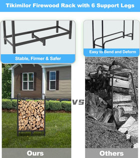 Tikimilor firewood rack outdoor-ready design stores wood near the patio.