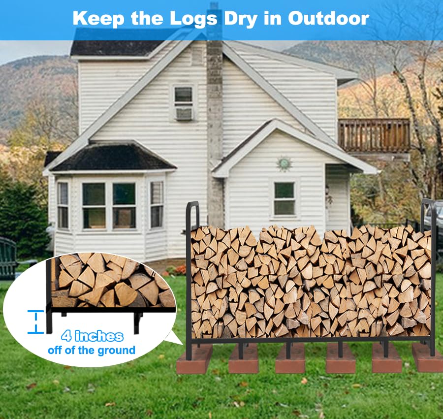 Heavy-duty steel Tikimilor firewood rack ready for outdoor use