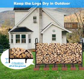 Heavy-duty steel Tikimilor firewood rack ready for outdoor use