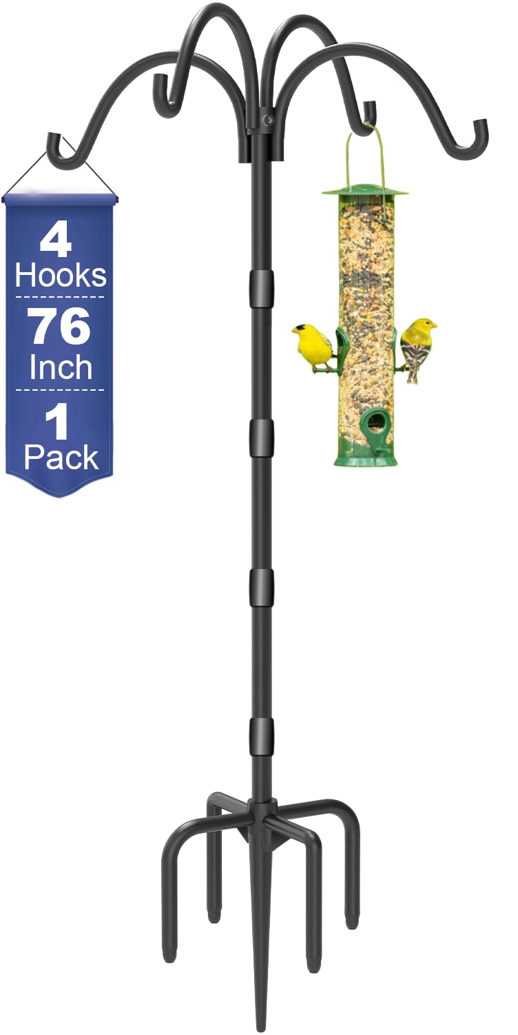 Tikimilor upgrade 4-hook shepherds hook for versatile outdoor hanging options