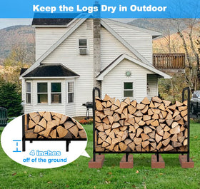 Tikimilor wood log holder with an eight-leg base ensures stable storage.