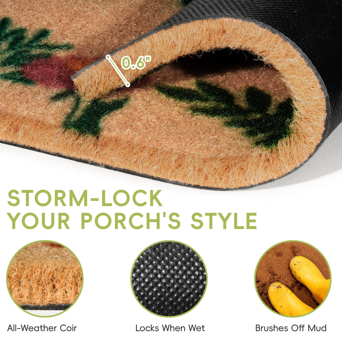 TIKIRUGI 0.6-inch thick mat provides durable outdoor resilience.