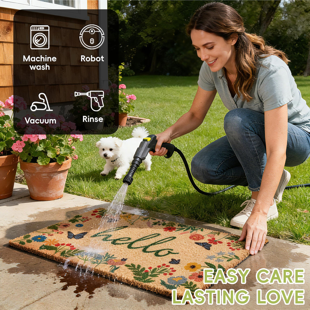 TIKIRUGI fade-resistant surface maintains bright designs across seasons.
